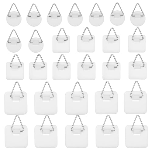 RXKFIGX Pack of 30 picture hangers self-adhesive picture hooks adhesive nail for picture frames linen structure self-adhesive hanger for pictures three shapes Plastic Vertical Plate Holders for Landsc RXKFIGX Pack of 30 picture hangers self-adhesive picture hooks adhesive nail for picture frames linen structure self-adhesive hanger for pictures three shapes Plastic Vertical Plate Holders for Landsc von RXKFIGX