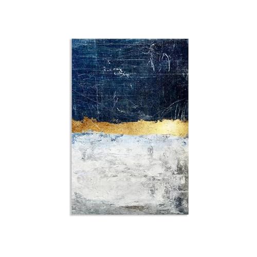 RXNHGJDS Goldfolien-Blockgemälde blaues Poster Druck goldene Wandkunst Bild für Wohnzimmer Marine-Dekor große Tableaux 75x50 cm(30x20in) Poster von RXNHGJDS