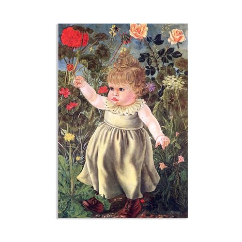RXNHGJDS Otto Dix Poster Nelly mit Blumen Berühmte Gemälde Leinwand Ölgemälde Reproduktionen Kunstdruck auf Leinwand Wohnzimmer Wanddekoration120x80cm(47x31in) Rahmenlos von RXNHGJDS