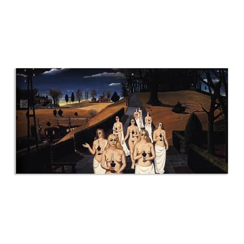 RXNHGJDS Paul Delvaux Druck auf Leinwand Der Korege Surrealismus Leinwandkunst Ölgemälde Kunstwerk Poster Bild Wanddekoration Wohnzimmer100x50cm(40x20in) poster von RXNHGJDS