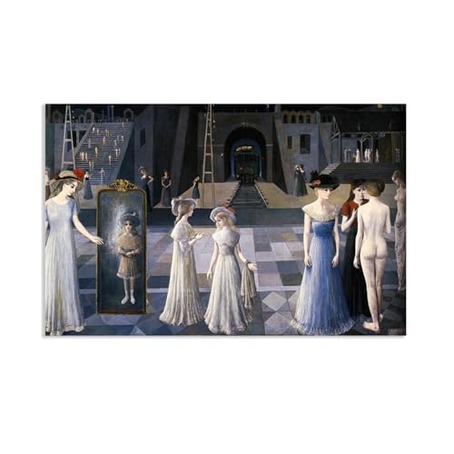 RXNHGJDS Paul Delvaux Druck auf Leinwand Der Tunnel Surrealismus Leinwandkunst Ölgemälde Kunstwerk Poster Bild Wanddekoration Wohnzimmer45x30cm(18x12in) poster von RXNHGJDS