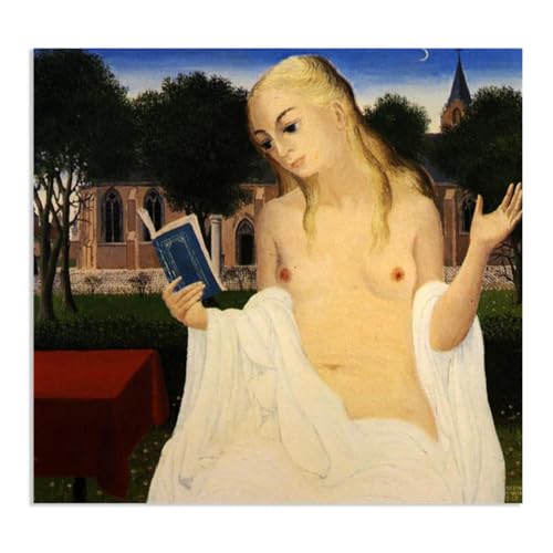 RXNHGJDS Paul Delvaux Druck auf Leinwand Die Dame der Loos Surrealismus Leinwandkunst Ölgemälde Kunstwerk Poster Bild Wanddekoration Wohnzimmer40x40cm(16x16in) poster von RXNHGJDS