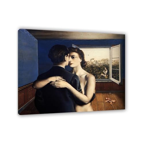 RXNHGJDS Paul Delvaux Druck auf Leinwand Die Lebensfreude Surrealismus Leinwandkunst Ölgemälde Kunstwerk Poster Bild Wanddekoration Wohnzimmer85x70cm(33x27in) Gerahmt von RXNHGJDS