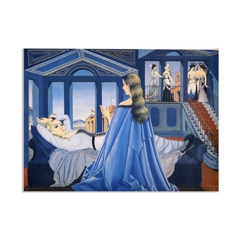 RXNHGJDS Paul Delvaux Druck auf Leinwand Die Verkündigung Surrealismus Leinwandkunst Ölgemälde Kunstwerk Poster Bild Wanddekoration Wohnzimmer90x70cm(36x28in) poster von RXNHGJDS