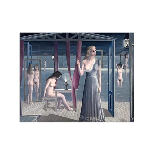 RXNHGJDS Paul Delvaux Druck auf Leinwand Junge Frauen Surrealismus Leinwandkunst Ölgemälde Kunstwerk Poster Bild Wanddekoration Wohnzimmer40x30cm(16x12in) poster von RXNHGJDS