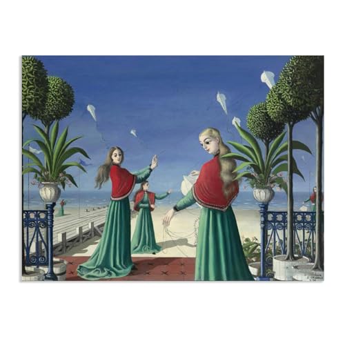RXNHGJDS Paul Delvaux Druck auf Leinwand KERKS Surrealismus Leinwandkunst Ölgemälde Kunstwerk Poster Bild Wanddekoration Wohnzimmer90x70cm(36x28in) poster von RXNHGJDS