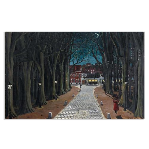 RXNHGJDS Paul Delvaux Druck auf Leinwand Winterabend Surrealismus Leinwandkunst Ölgemälde Kunstwerk Poster Bild Wanddekoration Wohnzimmer65x40cm(26x16in) poster von RXNHGJDS