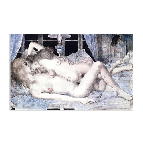RXNHGJDS Paul Delvaux Druck auf Leinwand Zwei Freunde Surrealismus Leinwandkunst Ölgemälde Kunstwerk Poster Bild Wanddekoration Wohnzimmer65x40cm(26x16in) poster von RXNHGJDS