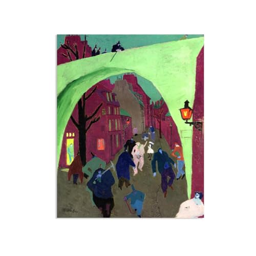 RXNHGJDS lyonl feininge Poster Druck auf leinwand,Die Grüne Brücke,berühmte gemälde leinwand Poster,Expressionismus Leinwand Wandkunst Bild Kunstdruck105x80cm(41x31in) poster von RXNHGJDS