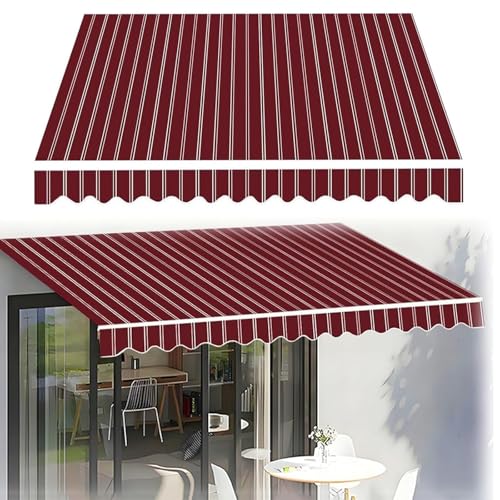 2.5m Manuel Remplacement du Tissu Auvent Rétractable (Tissu Uniquement) Patio Store Belvédère Baldaquin Refuge Polyester Imperméable Tissu Résistant Uv40+(Size:4x2m,Color:rote weiße Streifen) von RXQHV