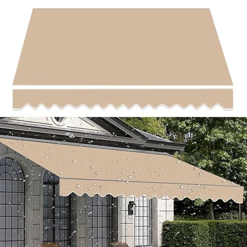 RXQHV 3 X 2,5 M Garten Einziehbar Terrasse Markisenersatz Stofftuch Uv -Schutz Sun Shade Markisenabdeckung Wasserbeständiges Polyester Baldachin Sunscade Shelter Canvas(Size:4x2m,Color:Sand) von RXQHV