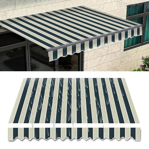 Rückfahrbare Markise 3.5x2,5M Manuellem Markisengewebeersatz (nur Stoff) für Terrasse Sun Shade Shelter Wasserbeständige Polyesterabdeckung Im Freien Sunscade Balda(Size:4x2m,Color:grüne Streifen) von RXQHV