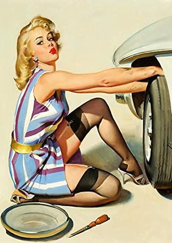 Vintage Retro Style Pin Up Girl Sexy Garage Auto Wand Tür Schild Blechschild Poster Girl Smile On Male Girl in Tea Vintage Metall Tin Sign Bar Restaurant Cafe Bar Wanddeko 20,3 x 30,5 cm von RXsXianR