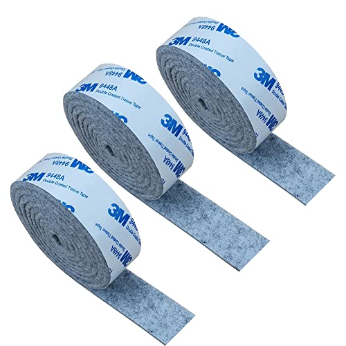 Filzgleiter Möbelgleiter Selbstklebend, 3 Rollen Selbstklebendes Filz für Möbel (100cm * 2cm) Schneiden Sie Jede Form, Stark Filzstreifen Stühle und Möbelfüße, Bodenschutz, Grau Möbelgleiter von RY-EARL