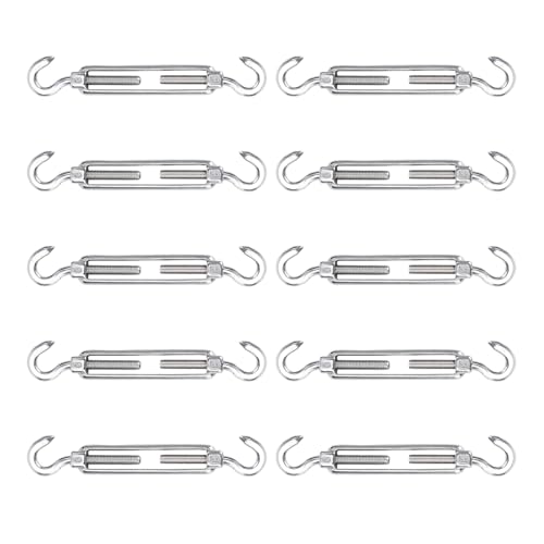 RYAN 10 Stücke Spannschloss M5 Seilspanner 304 Edelstahl Drahtspanner verstellbare Spannschloss Haken zu Verschärfen Spannhaken für Sonnensegel Seil Gartendraht oder Wäscheleine von RYAN