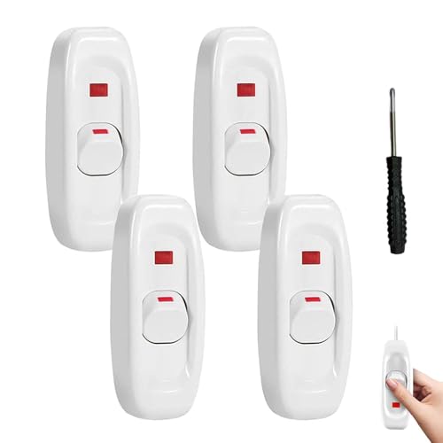 RYAN 4 Stück Zwischenschalter Schalter 250V 10A Inline Schalter Schnurzwischenschalter Kabelschalter 2-3 Adrige für Elektrischen Lampen Tischlampen Kleingeräte (Weiß) von RYAN