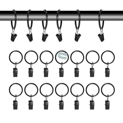 RYAN 50 StüCk Metall Gardinenhaken Gardinenringe Mit Clips Gardinenhaken Vintage Rostfrei Gardinenringe Schwarz 32mm Innendurchmesser füR Fenstervorhang Bettvorhang Duschvorhang RYAN 50 StüCk Metall Gardinenhaken Gardinenringe Mit Clips Gardinenhaken Vintage Rostfrei Gardinenringe Schwarz 32mm Innendurchmesser füR Fenstervorhang Bettvorhang Duschvorhang von RYAN