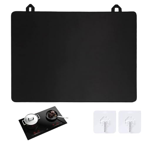 RYAN Abdeckung Herdplatte Herdabdeckung Einteilig Küche Abdeckplatte Mit Haken Silikonmatte Herd Abdeckplatte für Ceranfeld Abdeckung Induktionskochfeld Aufrollbare Matte Schwarz 61x53cm von RYAN
