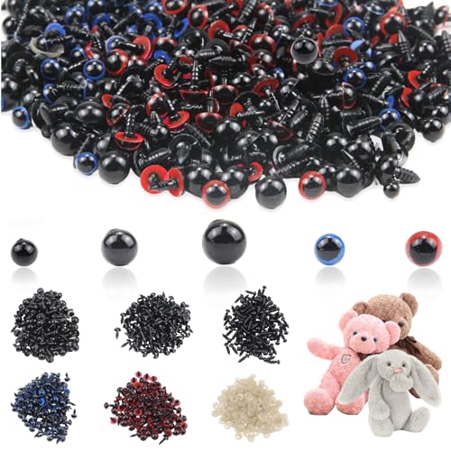 RYAN Sicherheitsaugen für Häkeltiere 1000 Stück Sicherheitsaugen mit Unterlegscheiben 6mm/8mm/9mm/10mm/12mm Amigurumi Bastelaugen Halbperlen Schwarz für Puppenherstellung Spielzeuge Zubehör DIY RYAN Sicherheitsaugen für Häkeltiere 1000 Stück Sicherheitsaugen mit Unterlegscheiben 6mm/8mm/9mm/10mm/12mm Amigurumi Bastelaugen Halbperlen Schwarz für Puppenherstellung Spielzeuge Zubehör DIY von RYAN