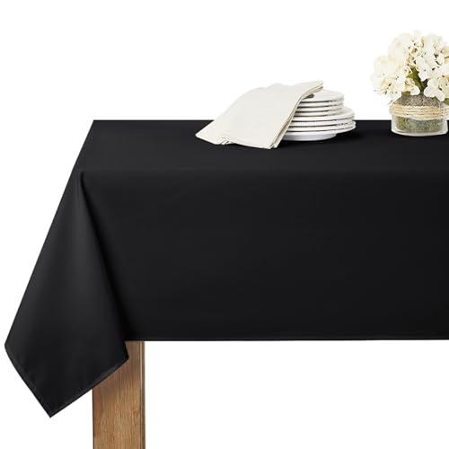 RYB HOME Eckige Abwischbare Tischdecke Schwarz Küche Abwaschbar Tischwäsche Wasserabweisend Tischtuch Schmutzabweisend, 1 Stück H 260 x B 140 cm von RYB HOME