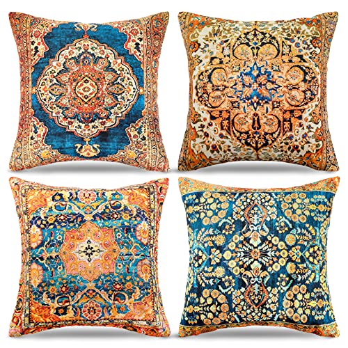 Boho-Kissenbezüge, marokkanische Kissenbezüge, 45 x 45 cm, gelb, Retro-Teppiche, geometrisch, dekorative Kissen, orientalischer Kissenbezug, Leinenkissen für Sofa, Schlafzimmer, Outdoor, Garten von RYBornament