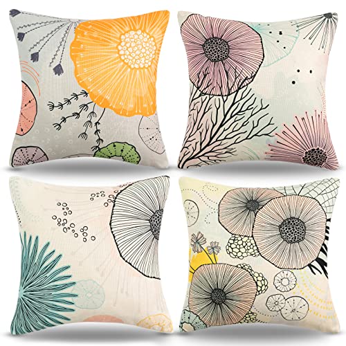 Kissenbezüge 40x40 Bunt Löwenzahn Kissenbezug Abstrakt Geometrisch Blumen Muster Zierkissenbezüge Leinen Kissenhülle 2er-set Dekorativ Kissenhüllen Passend Für Wohnzimmer Sofa Couch Kissen Deko von RYBornament