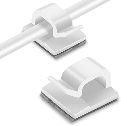 60 Stück Kabelhalter, RYCHUI Kabelclips Selbstklebend Kabelklemmen für Kabelmanagement - Weiß von RYCHUI