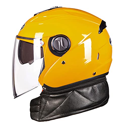 Jethelm Motorrad Roller Offenes Helm Erwachsener Scooter Moped Mofa Helm Sturzhelm Herren Damen Retro Vintage Pilot Biker Helmet Mit Doppelvisier Sonnenblende DOT/ECE-Zertifizierung,Gelb von RYDZCLH