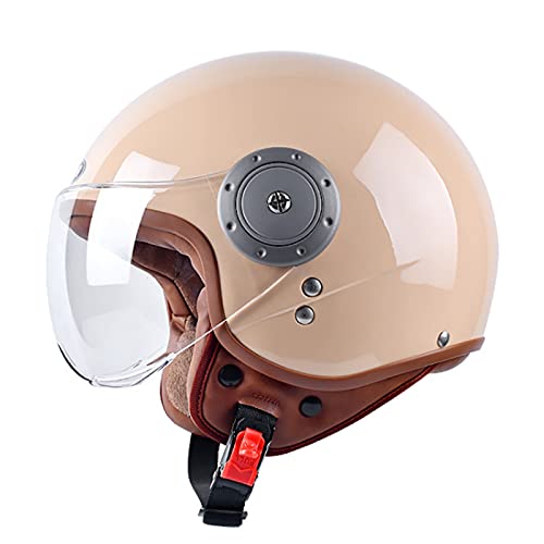 Jethelm Motorrad Roller Offenes Helm Mit Sonnenblende Scooter Moped Mofa Helm Für Damen Herren DOT/ECE Zertifizierung Erwachsener Retro Vintage Pilot Biker Helmet,Beige 1 von RYDZCLH