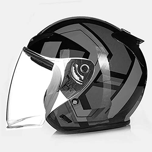 Motorrad Roller Offenes Jet Helm Erwachsener Retro Moped Mofa Helm Herren Damen Open Face Helmet Sturzhelm Scooter Helm Vintage Pilot Biker Helmet ECE-Zertifizierung,Bright black 4,L von RYDZCLH