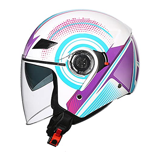 Motorrad Roller Offenes Jet Helm Sturzhelm Erwachsener Herren Damen Scooter Moped Mofa Helm Retro Vintage Pilot Biker Open Face Helmet DOT/ECE-Zertifizierung Stoßfester Mopedhelm,Lila,XL Motorrad Roller Offenes Jet Helm Sturzhelm Erwachsener Herren Damen Scooter Moped Mofa Helm Retro Vintage Pilot Biker Open Face Helmet DOT/ECE-Zertifizierung Stoßfester Mopedhelm,Lila,XL von RYDZCLH