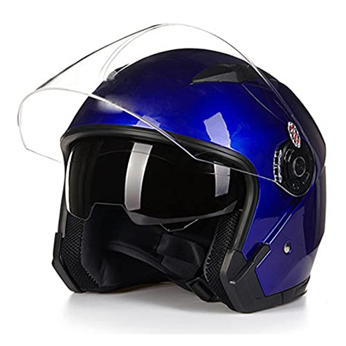 Open Face Jet Helmet Motorrad Roller Moped Mofa Scooter Offenes Helm Erwachsener Herren Damen Atmungsaktiver Mopedhelm DOT/ECE-Zertifizierung Retro Vintage Pilot Biker Helmet,Blau,XXL von RYDZCLH