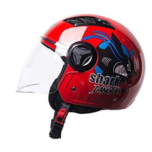 RYDZCLH Motorrad Roller Offenes Jet Helm Damen Open Face Helmet Scooter Moped Mofa-Helm Herren Retro Vintage Pilot Biker Helmet Erwachsener Sturzhelm DOT/ECE-Zertifizierung Mopedhelm,Rot,M von RYDZCLH