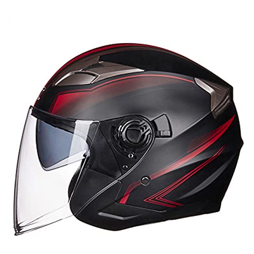 Sturzhelm Jethelm Motorrad Roller Scooter Moped Mofa Offenes Helm Erwachsener Herren Damen Retro Vintage Pilot Biker Open Face Helmet DOT/ECE-Zertifizierung,Matt black 2,XL von RYDZCLH