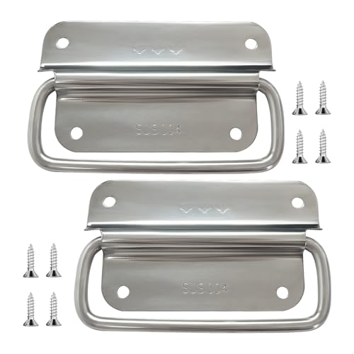 RYHHH 2 Stück Hardware Boxen Griffe mit Schrauben, Kistengriff Klappbar für Kisten, Rostfrei Boxengriff, für Toolbox Aufbewahrungsbox Werkzeug Boxen Hardware Boxen(100 x 59 mm, Silber) von RYHHH