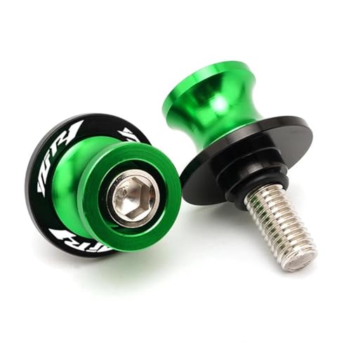 RYHJNRTH Motorrad Schwinge Spulen Stand Schrauben Slider 6MM Für YZFR1 R6 R3 R25 Alle Jahre 2PCS 1999-2025 Kipphebelspule(Green) von RYHJNRTH