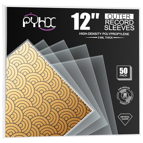 RYHX 12" Schallplatten Hüllen - Extra Dicke Klarsichthüllen mit Antistatische Gefüttert LP Schutzhüllen Schallplatten Aussenhüllen Vinyl Cover Sleeves - 50 Stück von RYHX
