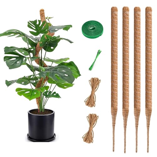 RYHX 4er Set 65cm Biegbare Monstera Rankhilfe, Moosstab und Pflanzstab für Zimmerpflanzen von RYHX