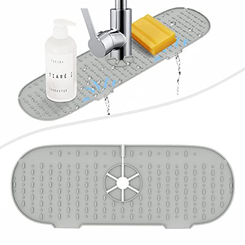 RYHX Silikon Wasserhahn Matte，Silikon Spritzschutz für Küchenarmaturen，Wasserhahn Trockenmatte zum Schutz von Küchen und Badezimmer Arbeitsplatten und Böden -Grau von RYHX