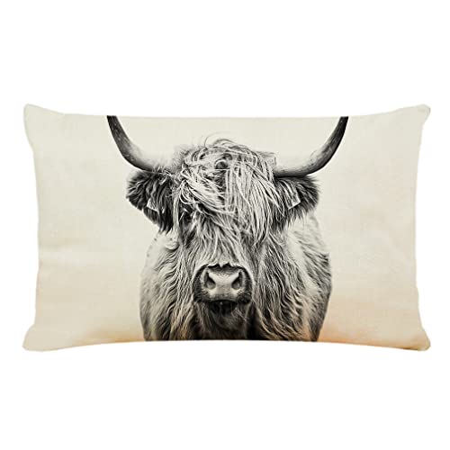 RYKEEN Highland Kuh Kissenbezug, 30,5 x 50,8 cm, Hochlandkuh Zuhause, dekorativer Kissenbezug, Leinen-Kissenbezug für Couch, Sofa, Bett (30,5 x 50,8 cm) von RYKEEN