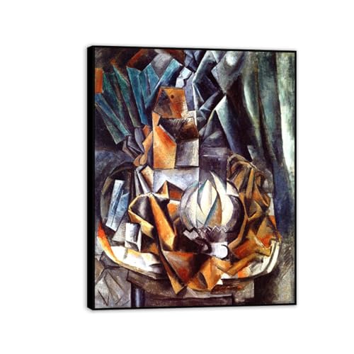 Gerahmt. Picasso berühmtes abstraktes Leinwandgemälde. Berühmte Kunstdrucke. Moderne Heimdekoration Wandkunst Bilder für Wohnzimmer (Salzdose, Melone), 50 x 65 cm (19,7 x 25,6), schwarzer Rahmen von RYLJCZ