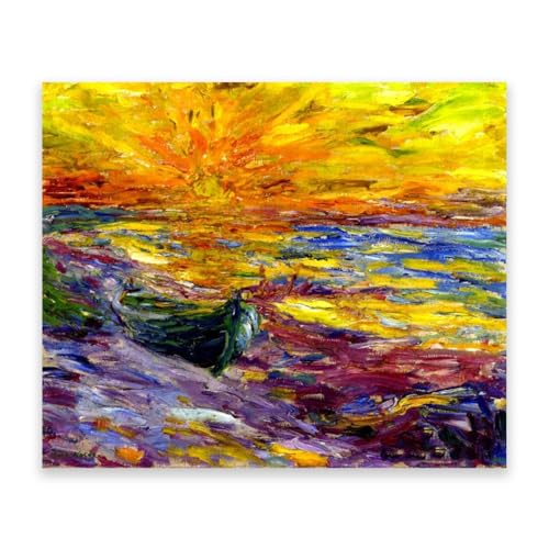 RYLJCZ Berühmte Wandkunst-Reproduktion–abstrakte berühmte Nolde-Gemälde –abstrakte leinwandbilder- für Büro und Wohnzimmer Dekorative (Sonnenuntergang), 70 x 85 cm (27,6 x 33,4), nur Leinwand von RYLJCZ