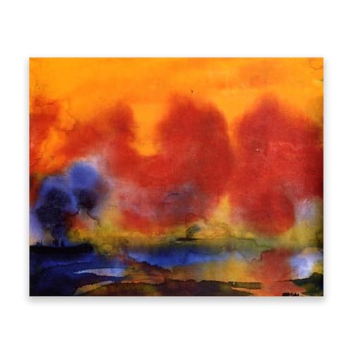 RYLJCZ Berühmte Wandkunst-Reproduktion–abstrakte berühmte Nolde-Gemälde –abstrakte leinwandbilder- für Büro und Wohnzimmer Dekorative (roter Himmel), 50 x 65 cm (19,7 x 25,6), nur Leinwand von RYLJCZ