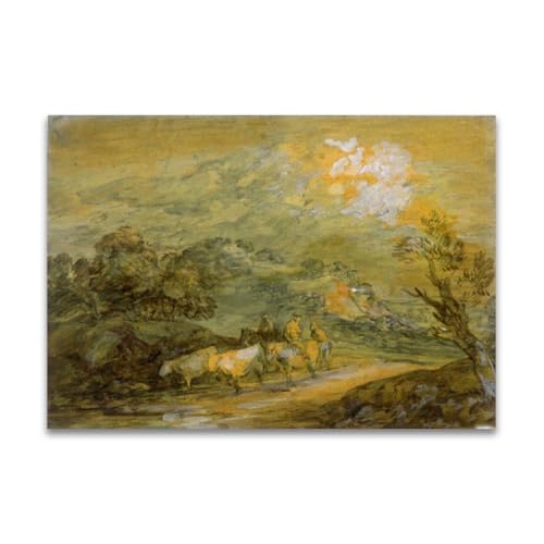 RYLJCZ Berühmtes Wandbild- (Upland Landscape) by Thomas Gainsborough- Reproduktionen auf Leinwand- Bilder für die Wohnzimmerdekoration(30x42cm(11.8x16.5in)/Rahmenlos) von RYLJCZ