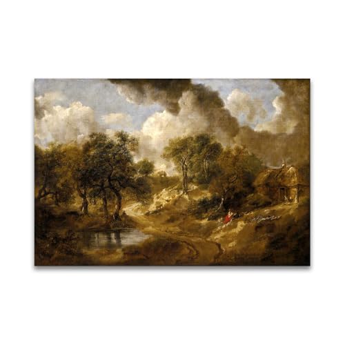 RYLJCZ Berühmtes Wandbild- (landscape in Suffolk) by Thomas Gainsborough- Reproduktionen auf Leinwand- Bilder für die Wohnzimmerdekoration(70x98cm(27.6x38.5in)/Rahmenlos) von RYLJCZ