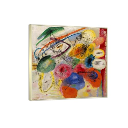 RYLJCZ kunstdruck berühmter maler by Wassily Kandinsky(Circle and Rectangle). Ölgemälde-Reproduktion. Abstrakte Leinwandbilder für die Wohnzimmerdekoration 45x45cm(17.7x17.7in Champagnerrahmen von RYLJCZ