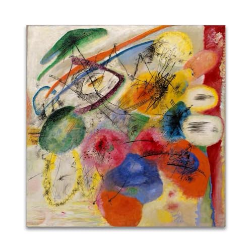 RYLJCZ kunstdruck berühmter maler by Wassily Kandinsky(Circle and Rectangle). Ölgemälde-Reproduktion. Abstrakte Leinwandbilder für die Wohnzimmerdekoration 45x45cm(17.7x17.7in Rahmenlos von RYLJCZ