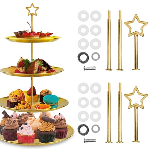 RYMAUP 2er Set Tortenständer 3-stöckig Stangen Tortenständer Metallstangen Tortenständer Tortenhalter Tortenstangen für Hochzeitstorte Torte Torte Obst von RYMAUP