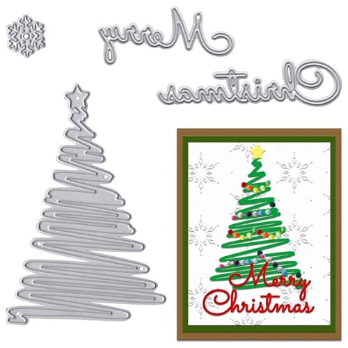 RYMAUP Stanzformen aus Metall in Form eines Weihnachtsbaums, Stanzschablonen mit Weihnachtswörtern und Schneeflocken, Metallstanzformen für die Kartenherstellung, Papierbasteln RYMAUP Stanzformen aus Metall in Form eines Weihnachtsbaums, Stanzschablonen mit Weihnachtswörtern und Schneeflocken, Metallstanzformen für die Kartenherstellung, Papierbasteln von RYMAUP