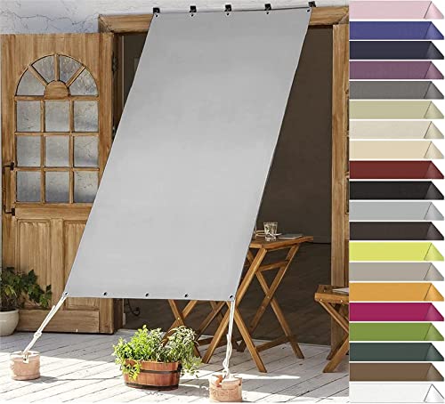 RYNS Balkonbespannung reißfest 250x450cm Sonnenschutz UV Schutz Wasserabweisend Sunprotect Professional Sonnensegel Mit Spannseilen Für Garten Terrasse, Hellgrau von RYNS